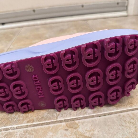 Gucci Interlocking G Platform Rubber Slides — EU 40 (Sugar Pink/Lilac) - Picture 7 of 8
